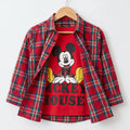 Mickey Mouse Red Inner Full Sleeve Red Check Double Casual Shirt ( R-441 N)